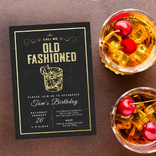 Rufen Sie den altmodischen Whiskey-Cocktail zum Ge Rechteckiger Pappuntersetzer