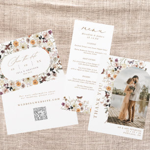 Invitation Boho Fall Wild Flowers Mariage