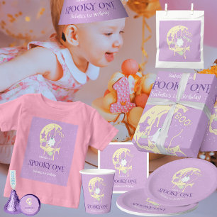 Carte Éffrayant Un Fantôme Lune Enfants Halloween 1er An