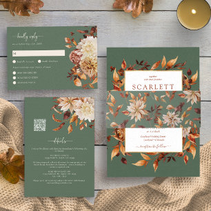 Sage Fall Photo Mariage All In One Invitation