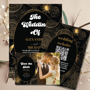 Save The Date Photo Celestial Black Gold Mariage