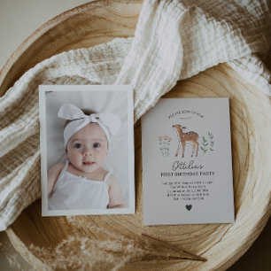 Woodland Fawn Blume Foto Danke Karte