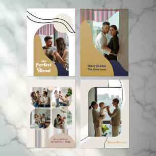 Moderne minimalistische Bögen Urlaub Foto Collage Feiertagskarte