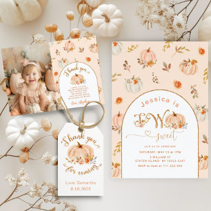 Invitation Petite fille or citrouille premier anniversaire