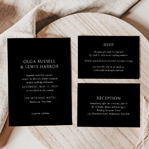 Carte D'accompagnement Simple Noir Mariage moderne