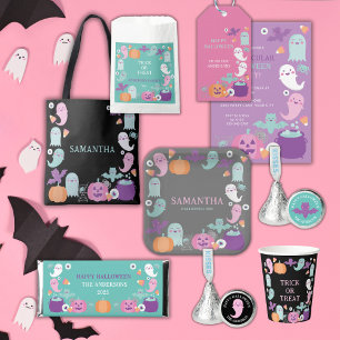 INVITATION CUTE GHOST HALLOWEWEEN PURPLE PARTY