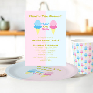 Invitation Révélation du sexe de bébé autour d'une glace