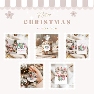 Cartes Pour Fêtes Annuelles Coloré Retro 9 Photo Joyeux Noël