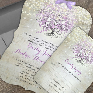 Invitation Mariage Lavender Fairytale Lumières et étoiles