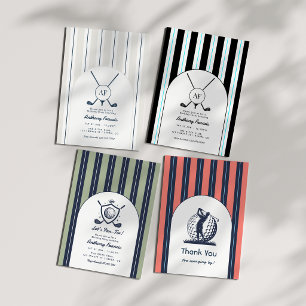 Navy & Cloud Dancer Monogram Preppy Golf Geburtsta Einladung