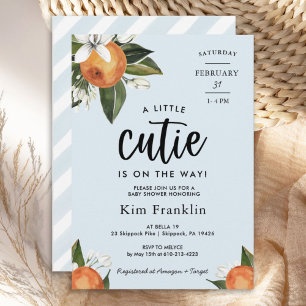 Invitation Un petit BABY SHOWER orange Clementine
