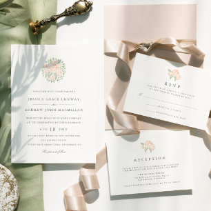 Petite Bouquet Empfang Enclosure Card   Peach Einladung