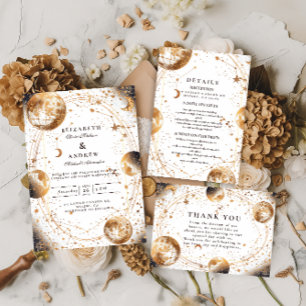 Invitation Mariage céleste au clair de lune doré