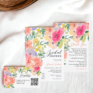 Carte De Remerciements Jardin boho brillant fleuri nain douche