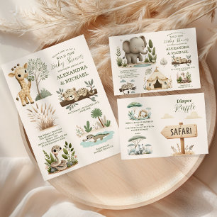 Carte De Remerciements Photo Wild One Safari Animaux Baby showers garçons