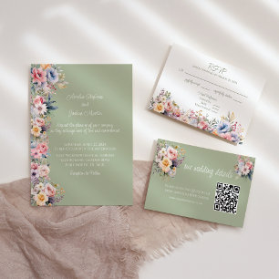 Invitation Mariage couleur Fleur sauvage Sage Green