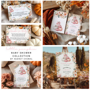Carte De Remerciements Petit Citrouille Pile Rose Chute Baby shower Flora