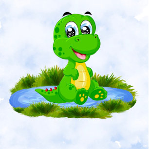 Niedlicher Alligator in Pond Boy Babydusche Einladung