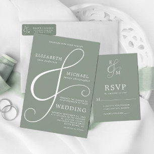 Invitation Moderne minimaliste Mariage vert d'escargot