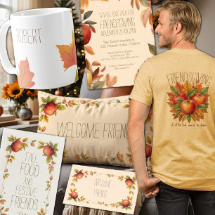 Friendsgiving Autumn Apple Harvest Watercolor Fall Einladung