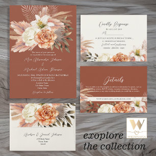 Invitation Tout En Un Boho Rustic Floral Mariage