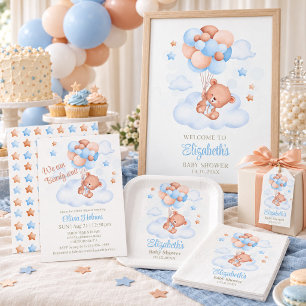 Invitation à la Baby Shower "Nounours dans le ciel