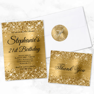 Glittery Gold Foil 21. Geburtstag Runder Aufkleber