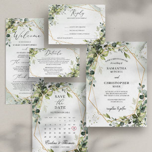 Grünfolien goldene geometrische gebunden den Knote Einladung