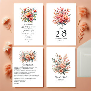 Peach Fuzz Floral Wedding Einladung