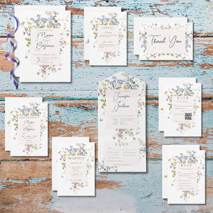 Delikate Boho Wildblumen White Wedding Dankeskarte
