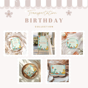 Dinosaur Race Auto 2. Geburtstag Serviette