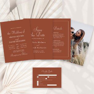 Moderne Minimalistische Terracotta RSVP Card Dankeskarte