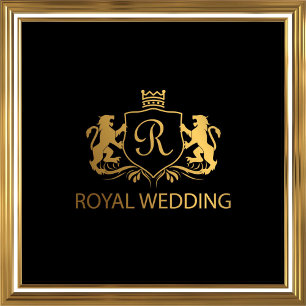 Carte Art Nouveau Black Gold Royal Wedding shower Invita