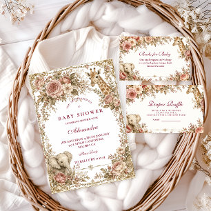 Verzauberte Pink Safari Girl Baby Shower Einladung