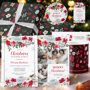 Elegantes Blumenmuster von Red Green Geschenkpapier