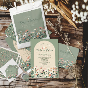 Dessous De Verre Carré Fleur sauvage moderne Boho Sage Baby dans douche f