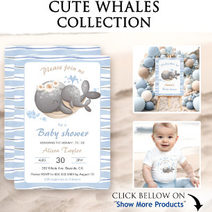 Boy Nautical Whale Blue Summer Boy Baby Dusche Serviette