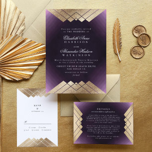 Geometric Lila Gatsby Wedding Tischnummer