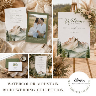 Faire-Part de Mariage Montagnard à l'Aquarelle Rus