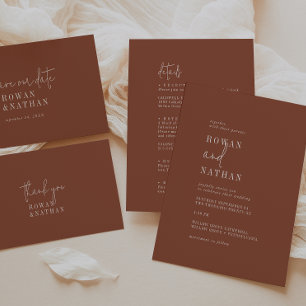Invitation Robe De Terracotta Chic Moderne Tout En Un Mariage