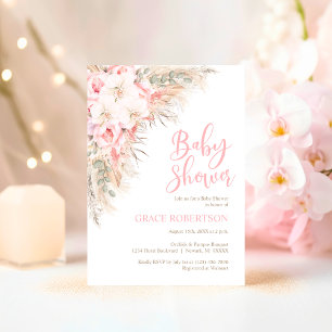Boho Pampas Orchids Peonies Neutral Baby Shower Pappteller