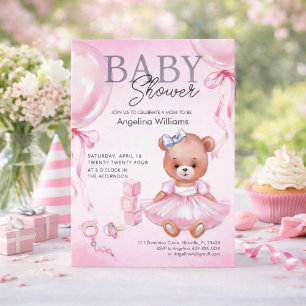 Babydusche Einladung mit Teddybär.