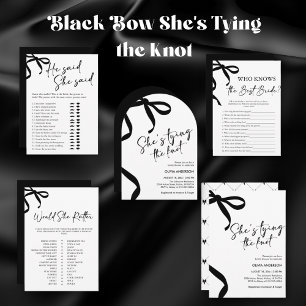 Invitation Black Bow She's Tying the Knot Fête des mariées