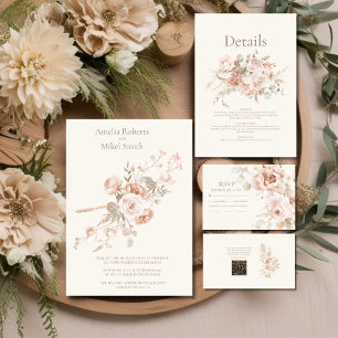 Weiße Wildblume Meadow Wedding RSVP Karte