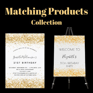 Weißer Glitzer zum Geburtstag Einladung