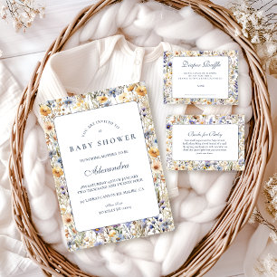 Carte D'accompagnement Tombola de Lange Bébé Fleur des Champs Bleue