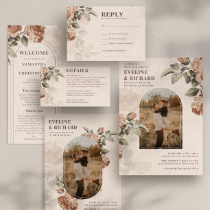 Vintage Aquarell Terracotta Rose Salami binden Einladung