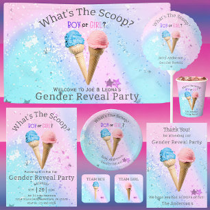 Blue Ice Cream Gender Reveal TEAM BOY Quadratischer Aufkleber