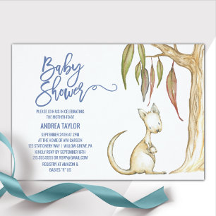 Invitation Australie Kangaroo & Joey Baby shower neutre