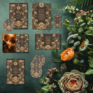 Dekorative Blumenhochzeit im Jugendstil Save The Date